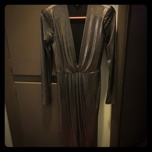 Express metallic shimmer long sleeve dress